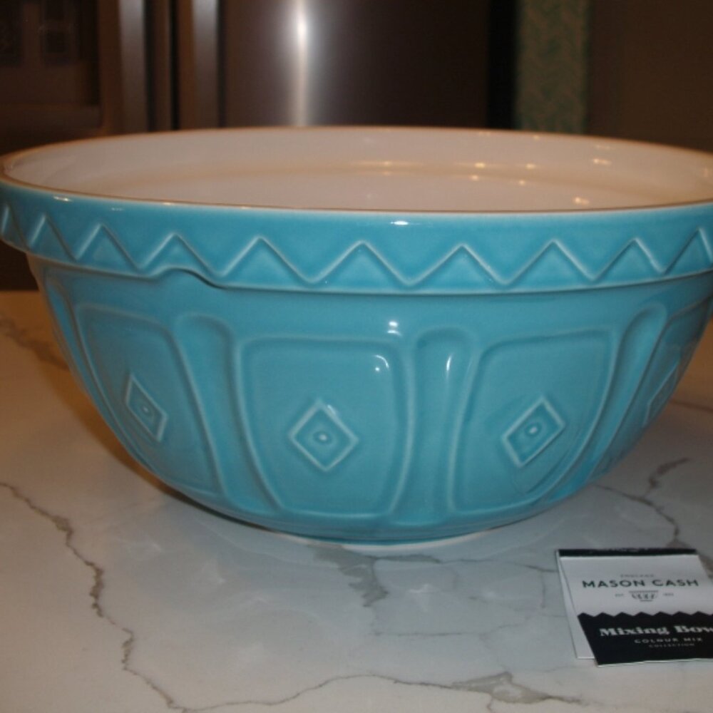 MASON CASH TURQUOISE 3 PIECE MIXING BOWL SET NEW RARE - Picture 4 of 9